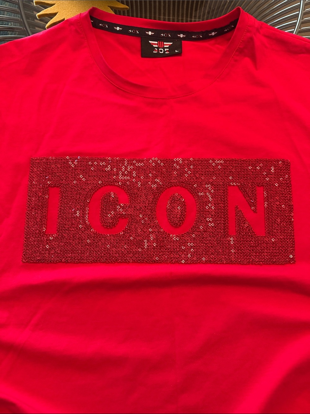 Men's ICON Sequin Red Short Sleeve Tee